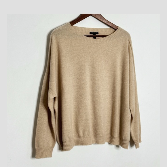 Eileen Fisher Sweaters - Eileen Fisher 100% Cashmere Sweater Oatmeal Long Sleeve Lightweight Crewneck